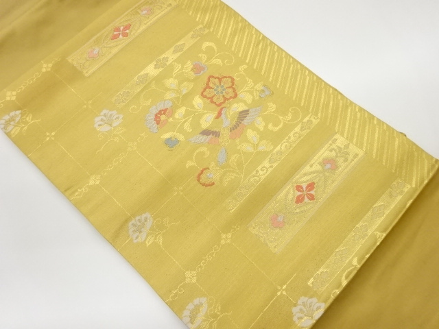 JAPANESE NAGOYA OBI / WOVEN FLOWER & BIRD